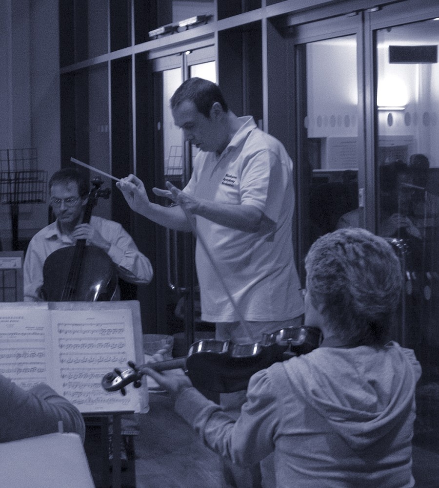 Brian J Harper rehearsing with the Blackpool Symphony Orchestra..